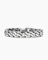 Curb Chain Angular Link Bracelet in Sterling Silver, 11.5mm